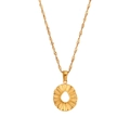 Collier en acier titane doré avec chaîne à vagues et pendentif tournesol texturé - Collier / Or/Blanc