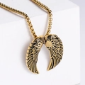 Collar de alas de ángel punk de acero inoxidable dorado con cadena de caja - Con cadena / Dorado