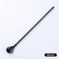 Black stainless steel stirring spoon with a twisted long handle for coffee and cocktails - Spiral Long - Black