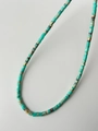 Handmade beaded necklace with turquoise stone cylinders and gold spacer beads - Turquoise