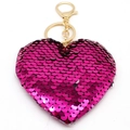 Porte-clés cœur à paillettes réversibles rose rouge avec mousqueton doré brillant - Rouge Rose