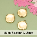 Golden round stainless steel cloud pendant DIY jewelry charm in 13.8mm size - ME1505 Polished Disc