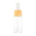 Transparent glass dropper bottle with wood grain cap for essential oils and serums - 10ml