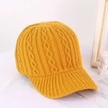 Warm yellow knitted baseball cap featuring a premium cable knit texture and curved brim - M (56-58cm) / Ginger Yellow