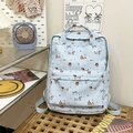Light blue school backpack with cute cartoon dachshunds and colorful bow prints - 30x45x13cm / Light Blue