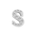 Silver letter S charm with micro-paved zircons for DIY jewelry making - Letter S - Steel Color