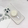 Supporto MagSafe beige per iPhone bianco con sfondo in lino dal design minimalista - Staffa Magnetica Base Opaca / Beige