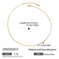Detaillierte Ansicht der Goldkette aus Edelstahl mit Angaben zu Länge und Dicke - Goldener Stab- und Ringkettenstil (JDN0302017)