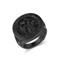 Anillo de sello San Cristóbal para hombre con acabado en acero inoxidable negro mate - US 7 / Negro