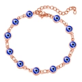 Roségoldenes Armband mit blauen Evil Eye Perlen und verstellbarem Karabinerverschluss - Roségold Blaues Auge