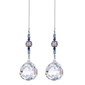 Set of clear crystal prism suncatchers with blue and grey beads for window hanging - Large Crystal Balls Combination