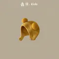 Mustard yellow kids knit hat with dual pom-poms and ear protection buttons - Yellow Ball-shaped Hat (2 Months - 2 Years Old)