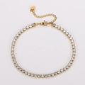 Vergoldetes Edelstahl Tennisarmband mit funkelnden runden Zirkonia Steinen besetzt - 4mm 23+5cm / Gold