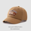 Cappellino da baseball kaki per bambini con ricamo orsetto e scritta MIZUO BEAR - 48-50cm / Tre orsi / Caffè Chiaro
