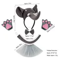Elephant costume set with ears headband, bowtie, tail, paws, and grey mesh tutu skirt - 3D Gray Elephant 3pcs Set with Gloves and Tutu Skirt