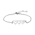 Silver tone heart link bracelet with cutout and solid heart charms on chain - B899 Triple Heart / Silver