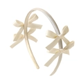 Serre-tête en satin blanc cassé avec quatre nœuds délicats pour filles style ballet - Blanc