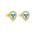 Exquisite gold-plated S925 silver teardrop studs with light blue and white gemstones - Gold Waterdrop