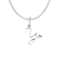 Silver stainless steel snake chain necklace with initial 'y' and heart pendant - Letter Y (Steel Color)