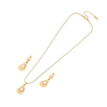 Set gioielli dorati con collana a goccia d'acqua e orecchini di perle su sfondo bianco - Stile a Goccia d'Acqua (1#水滴) / Oro