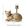 Bougeoir chat couché doré vintage, chandelier forme animale pour décoration, longueur 14cm - DS8614-Bougeoir Chat Couché