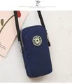 Minimalist navy blue nylon crossbody phone bag with sporty star logo and adjustable strap - Dark Blue