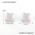 Silver X-shaped titanium steel earrings with matte finish and technical size measurements - F1367-X Shape / Steel