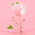 Pink cartoon dinosaur mini magnetic night light with green spikes for desktop decor - Dinosaur Mini Night Light (LD17) / Pink