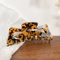 Oversized tortoiseshell leopard print acetate hair claw clip with cutout geometric design - 13cm / Brown Tortoise Shell 13CM