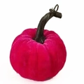 Decorative velvet pumpkin ornament in rose red for Thanksgiving and autumn harvest - 10cm / Rose Red