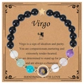 Detail of Virgo constellation bracelet with natural gemstones and zodiac card - Virgo