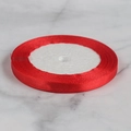 Vibrant red satin polyester ribbon roll for gift wrapping and wedding decorations - 1cm Wide Satin Ribbon 22m