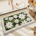 Detailed plush texture of 3D green floral bathroom mat with water-absorbent fibers - 40*60cm / Camellia