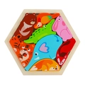 Wooden animal puzzle with hexagonal base and colorful blocks for toddler education - Theme Hexagon - Forest