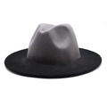 Two-tone wool fedora hat with a grey crown and black wide brim in classic British style - M (56-58cm) / Black + Gray