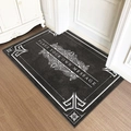 Custom black rectangular entrance doormat with white message and vintage patterns - 100*140cm / Grey Black (Customizable)