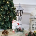Keramik-Weihnachtsmann-Leuchtturm mit festlichem Leuchten für die Weihnachtsdekoration - Silber & Weiß Weihnachtsmann