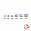 Set of 6 lavender purple zircon 925 sterling silver stud earrings in varying sizes - 6Pcs Set Gold-Purple Zirconia