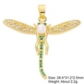 Detail view of golden dragonfly pendant with pearls and green stones, 28.4x31.2mm size - Pearl & Green Zircon Dragonfly Style (10)