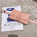 Pink textured leather belt bag for women with gold ring buckle and minimalist design - Pink