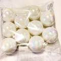 Pearlescent white mini ball cake toppers with hanging loops in transparent packaging - Iridescent White Ball Set (XL)