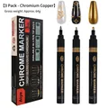 Copper chrome acrylic paint markers set with fine, medium and broad nibs for DIY nail art - Chrome Copper-3 Pcs