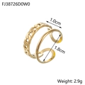 Detail showing the dimensions and weight of the double layer gold stainless steel star ring - FJ38726 Double Layer / Gold