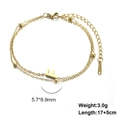 Gold stainless steel double-layer chain bracelet featuring a letter F pendant charm - Letter-F / Gold