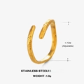 Anello regolabile in acciaio inossidabile martellato con finitura placcata oro 18K - Oro