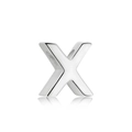 Polished silver S925 sterling silver X letter pendant bead with glossy metallic finish - White Gold DY130028 (X)
