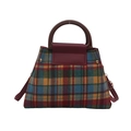 Bolso vintage de cuadros para mujer en tela escocesa roja con asas redondas marrones - Rojo