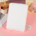 Minimalist white fuzzy plush A5 notebook on a cozy pink decorative desktop background - A5: 22.5*15.5*3CM / White