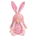 Pink plaid Easter gnome plush toy with rabbit ears and white braids home decoration - Pink Female Style (XSW-A245AB)