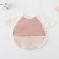 Waterproof baby bib with wings sleeves in dusty rose pink and off-white colors - Shawl - Nude Pink Color Block / One Size